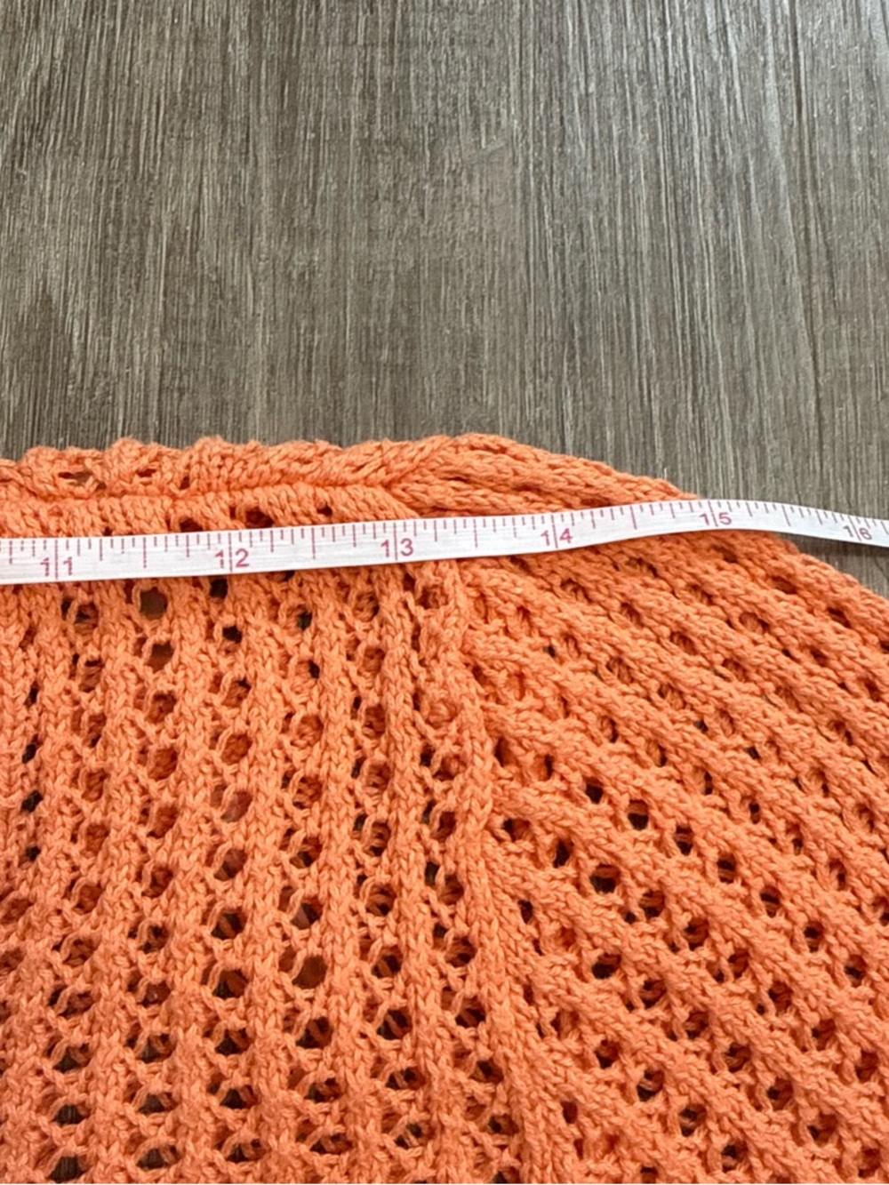 Jeanne Pierre 100% Cotton Open Knit Crochet Orange Top With Side Slits Size L - Picture 8 of 11